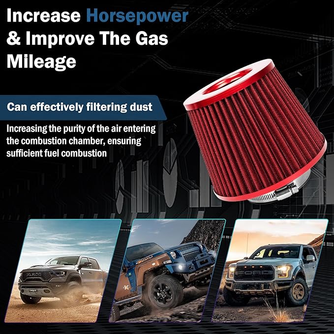 Universal Clamp-On Air Intake Filter, High Performance, Washable Filter - Image 7