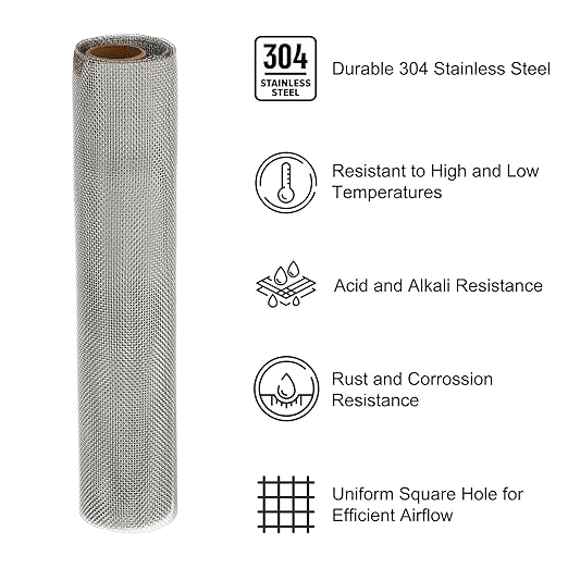 PATIKIL 40" L x 16" W Woven Wire Mesh, 18 Mesh 304 Stainless Steel Air Vent - Image 3