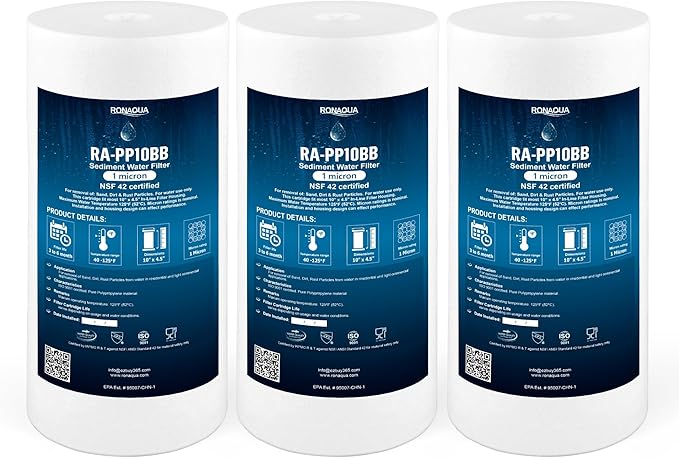 Ronaqua 10" x 4.5" Big Sediment Replacement Water Filter Cartridge, 1 Micron by Ronaqua