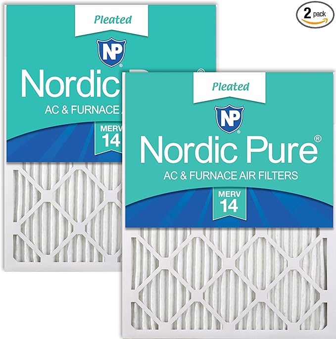 Nordic Pure 18x18x1 Pleated MERV 14 Air Filters 2 Pack by NordicPure
