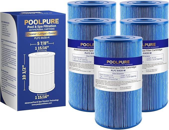 POOLPURE PLFC-6430-M Spa Filter Replaces Watkins 31489, Compatible Pleatco by POOLPURE
