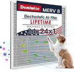 24x24x1 Electrostatic Air Filter, Washable & Reusable Aluminum AC/HVAC Furnace by Demiwise