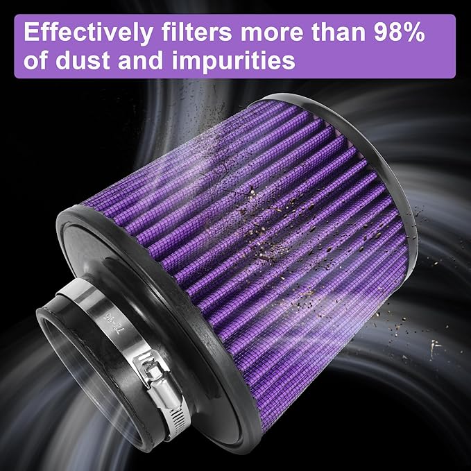 Cold Air Intake Filter High Performance Washable Filter Clamp-On Replacement - Image 3