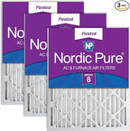 Nordic Pure 20x25x2 Pleated MERV 8 Air Filters 3 Pack by NordicPure
