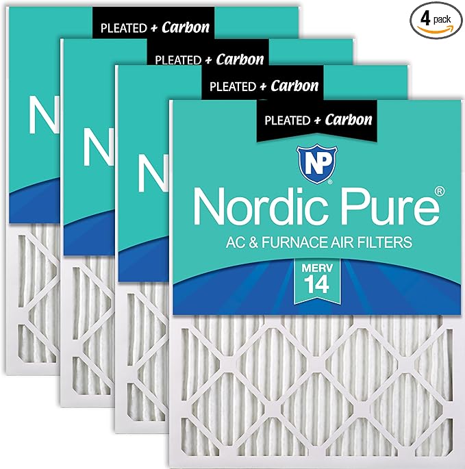 Nordic Pure 14x30x1 Pleated Air Filters MERV 14 Plus Carbon 4 Pack by NordicPure