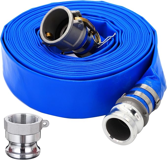 DAVCO 1-1/2" ID × 100 ft PVC Lay Flat Discharge Hose, Heavy Duty Reinforced by DAVCO