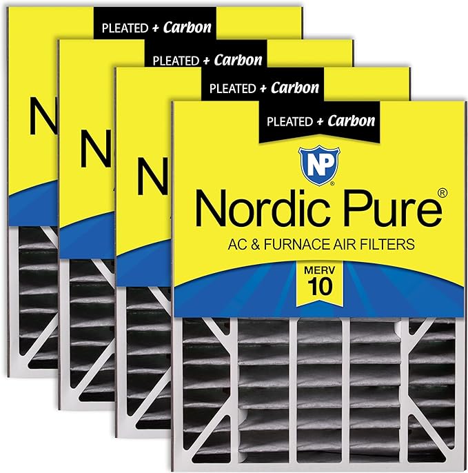 Nordic Pure 20x25x5 Air Bear AC Filter Replacement MERV 10 Plus Carbon 4 Pack by NordicPure