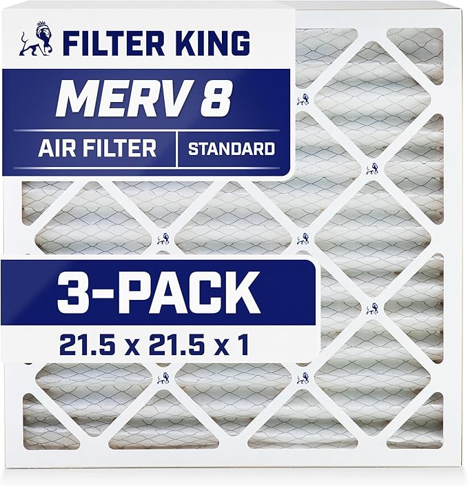 Filter King 21.5x21.5x1 Air Filter | 3-PACK | MERV 8 HVAC Pleated A/C Furnace by FilterKing