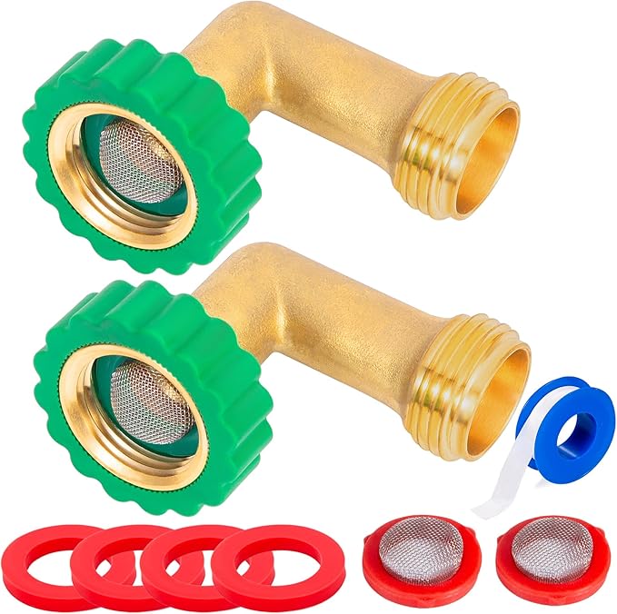Lead-Free Brass 90°Hose Elbow Fitting, 90 Degree Hose Saver Green Quick Swivel by Breezliy