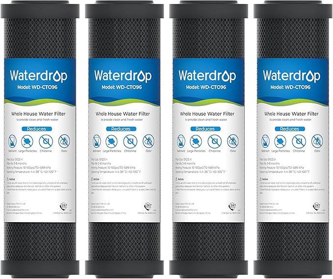 Waterdrop 2.5" x 10" Whole House CTO Carbon Water Filter Cartridge, 1 Micron by Waterdrop