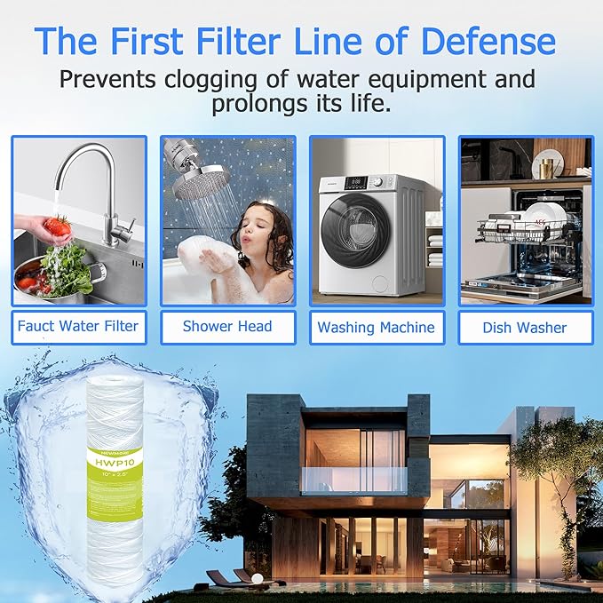 5 Micron Whole House Water Filter Cartridge, String Wound Sediment Filters - Image 7