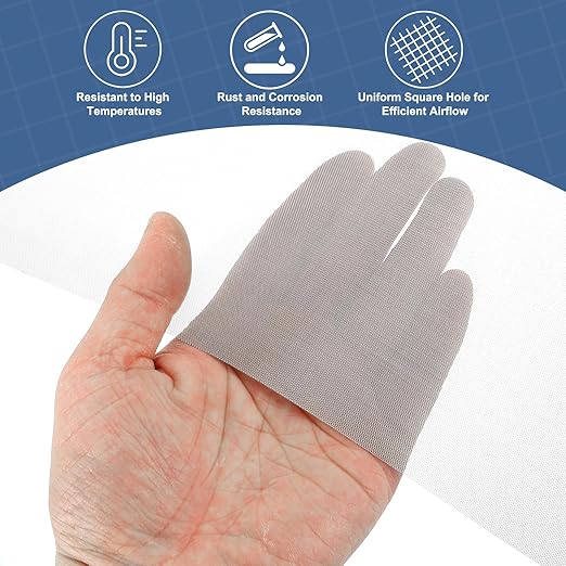 uxcell 40 Mesh 48" x 16" Woven Wire Mesh, 304 Stainless Steel Air Vent Filter - Image 4