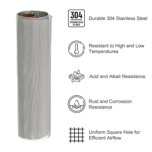 PATIKIL 40" L x 16" W Woven Wire Mesh, 60 Mesh 304 Stainless Steel Air Vent - Image 3