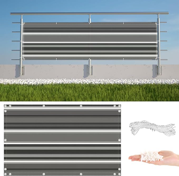 Privacy Fence Screen 4.3' x 26.2' UV Protection 96% Balcony Privacy, Included by AYLFBFU