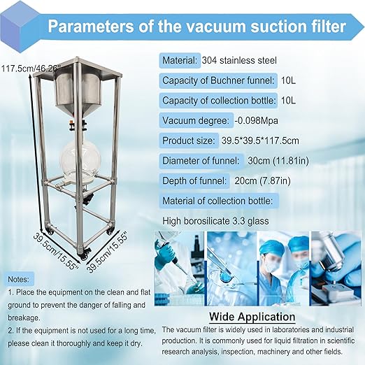 10L Vacuum Filtration System, Negative Pressure Suction Filter - Image 3