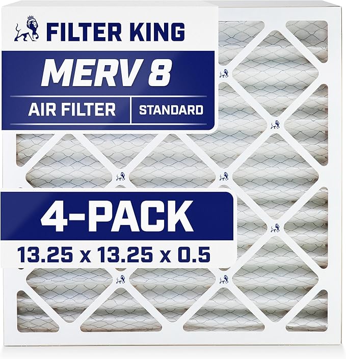 Filter King 13.25x13.25x0.5 Air Filter | 4-PACK | MERV 8 HVAC Pleated A/C by FilterKing