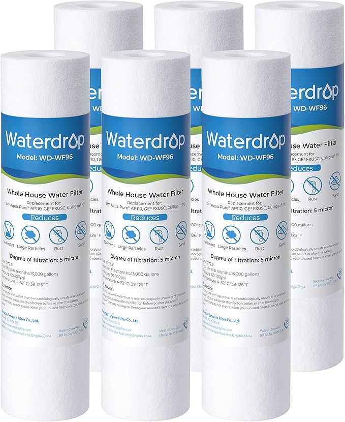 Waterdrop 5 Micron 10" x 2.5" Whole House Water Filter Replacement Cartridge by Waterdrop