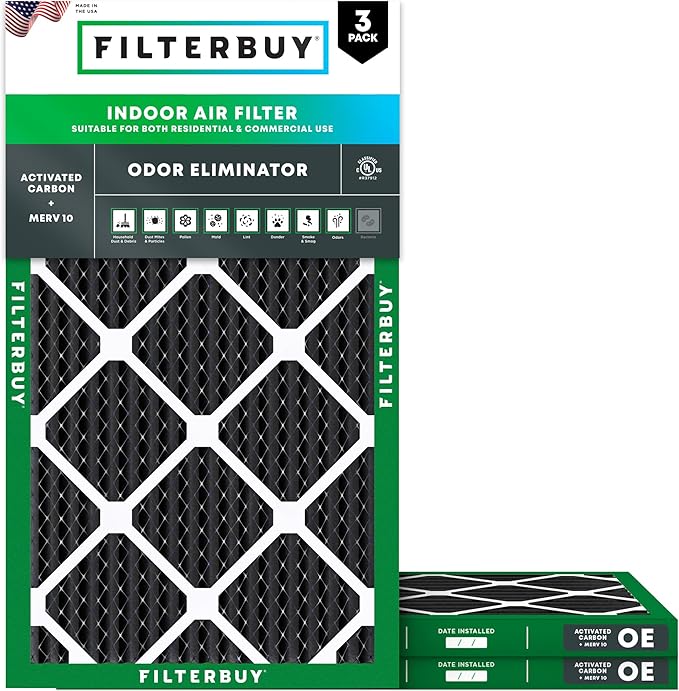 Filterbuy 14x25x1 Air Filter MERV 10 Odor & Allergy Defense by Filterbuy