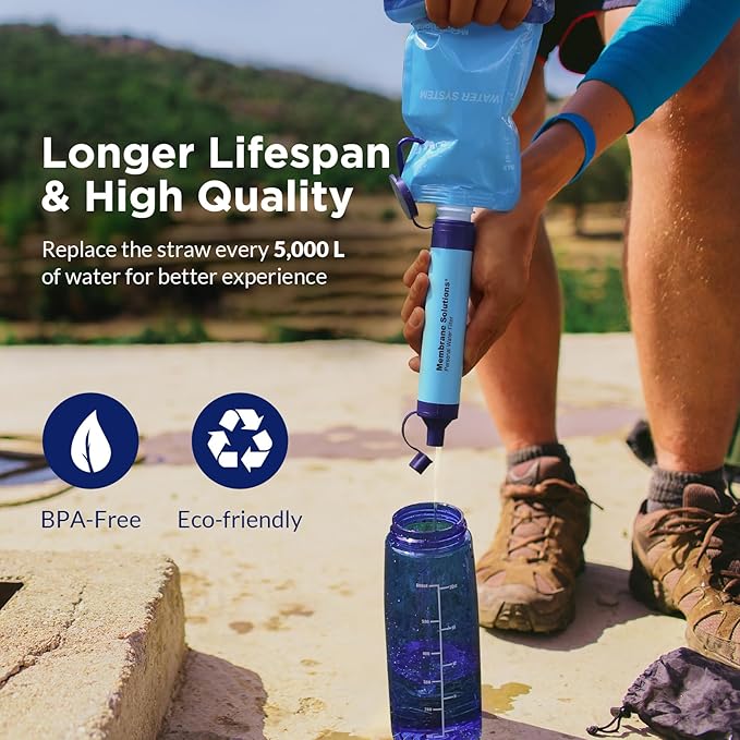 Membrane Solutions Squeezable Water Filtration System, Survival Water Purifier - Image 8
