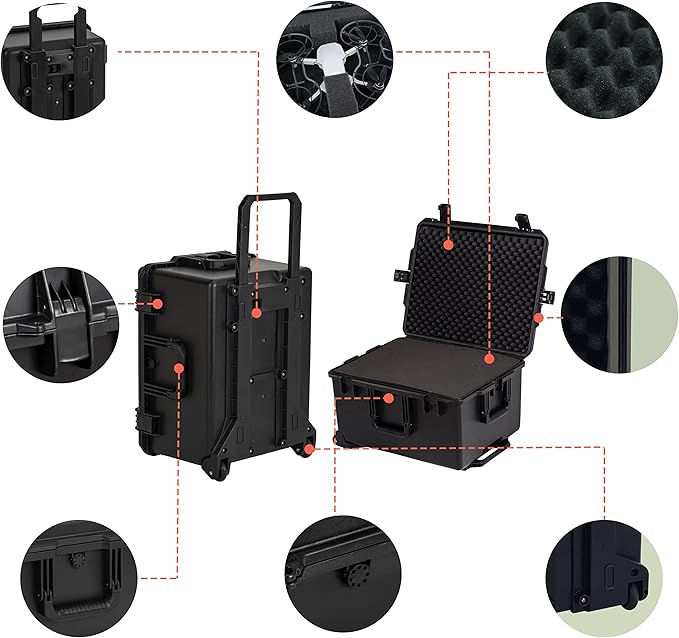 MEIJIA Portable All Weather Waterproof Rolling Hard Camera Case - Image 6