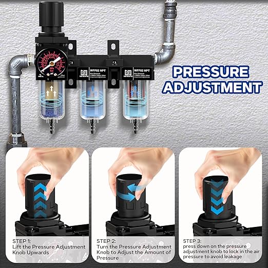 NEWPO 1/4" NPT Air Drying System, Air Filter Pressure Regulator - Image 7