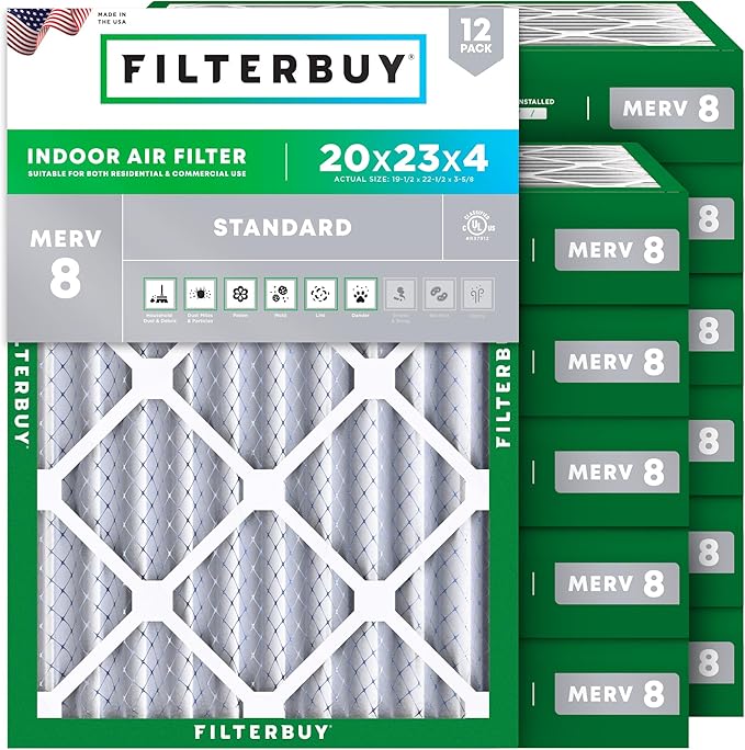 Filterbuy 20x23x4 Air Filter MERV 8 Essential Dust & Allergy Defense, by Filterbuy