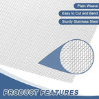 uxcell 20 Mesh 118" x 12" Woven Wire Mesh, 304 Stainless Steel Air Vent Filter - Image 3