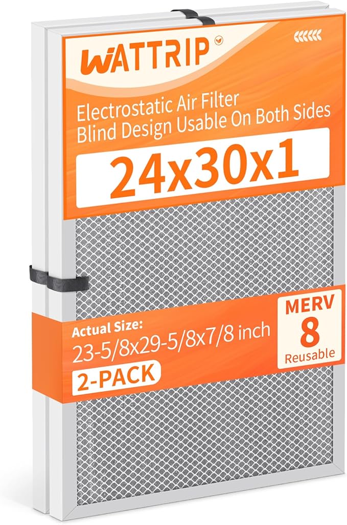 2-Pack 24x30x1 MERV 8 Reusable & Washable Electrostatic Air Filters by BreatheSmartLiveClean