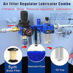 NEWPO 1/4" NPT Compressed Air Filter Regulator Lubricator Combo, Water/Oil Trap - Image 3