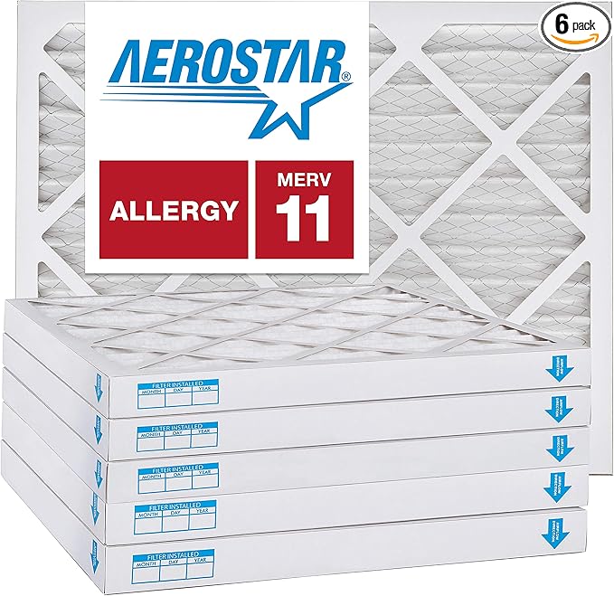 Aerostar 16x22x2 MERV 11, Pleated Air Filter, Box of 6, Made in the USA by AirFiltersDelivered