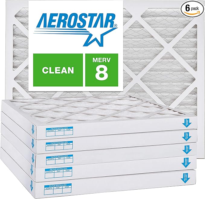 Aerostar 20x22x2 MERV 8, Pleated Air Filter, Box of 6, Made in the USA by AirFiltersDelivered