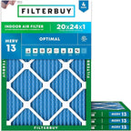Filterbuy 20x24x1 Air Filter MERV 13 Optimal Smoke & Allergy Defense, by Filterbuy
