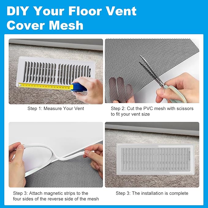 4 PCS DIY White Magnetic Vent Covers – 13.8" x 11.8" Customizable Air Register - Image 2