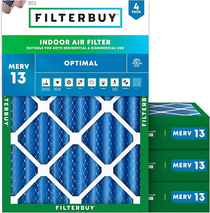 Filterbuy 18x20x4 Air Filter MERV 13 Optimal Smoke & Allergy Defense, by Filterbuy