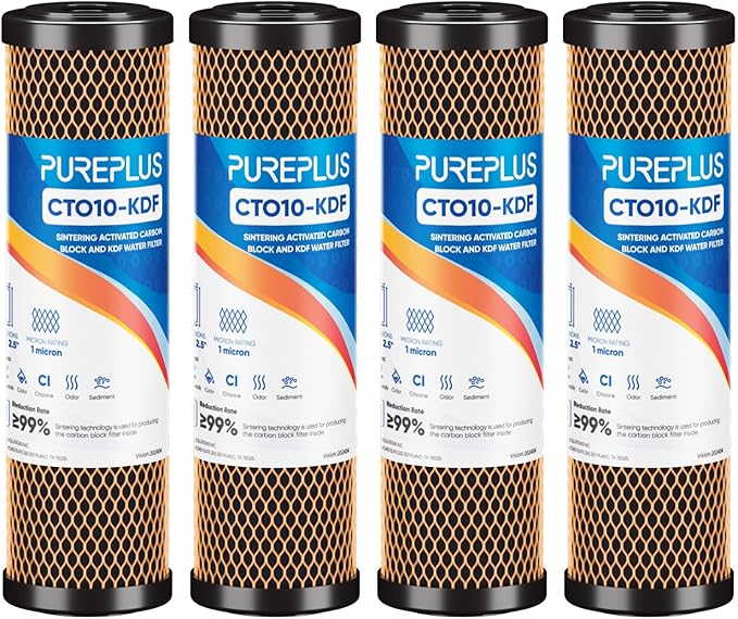 1 Micron 2.5" x 10" Whole House CTO Carbon Water Filter Cartridge Replacement by PUREPLUS