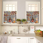 Thanksgiving Gnomes Kitchen Curtain Set, Fallen Maple Leaf Pumpkin Black Plaid - Image 4