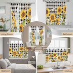 Sunflowers Bathroom Curtains 63 Inch Length, Window Curtains Tab Top - Image 7