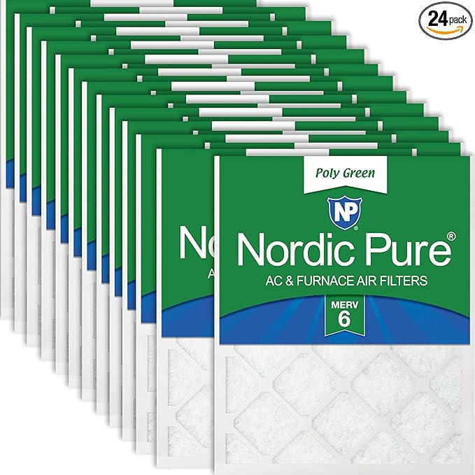 Nordic Pure 16x25x1 Poly Green MERV 6 AC Furnace Air Filters – Reduces Dust by NordicPure