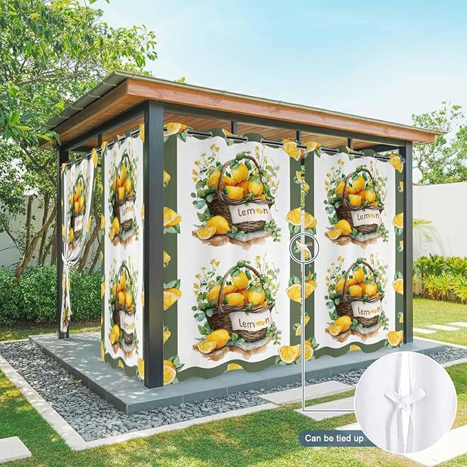 Lemon Outdoor Curtains for Patio Lemons Baskets Summer Tropical Plant - Image 7