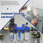 NEWPO 1/4" NPT Compressed Air Filter Regulator Lubricator Combo, Water/Oil Trap - Image 8