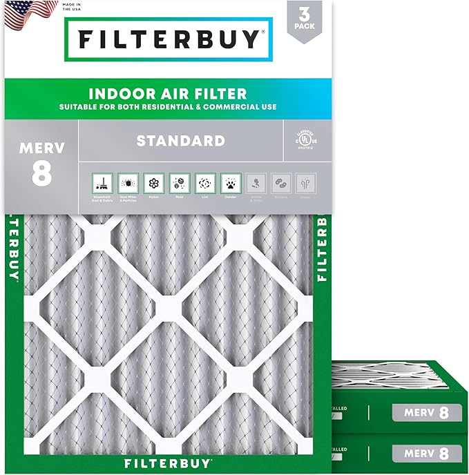 Filterbuy 15x20x2 Air Filter MERV 8 Essential Dust & Allergy Defense, by Filterbuy