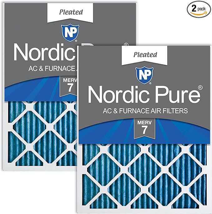 Nordic Pure 18x24x1 Pleated MERV 7 Air Filters 2 Pack by NordicPure