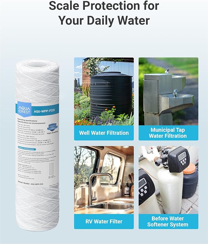 AQUA CREST AP110 5 Micron 10"x2.5" String Wound Whole House Water Filter - Image 8