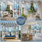 Ocean Gnome Outdoor Curtains for Patio Summer Marine Plumeria Shell Wood Blue - Image 8