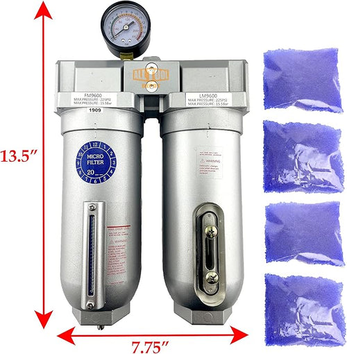3/4" NPT SUPER DUTY Industrial Grade 2 Stages Coalescing Filter Desiccant Dryer - Image 2
