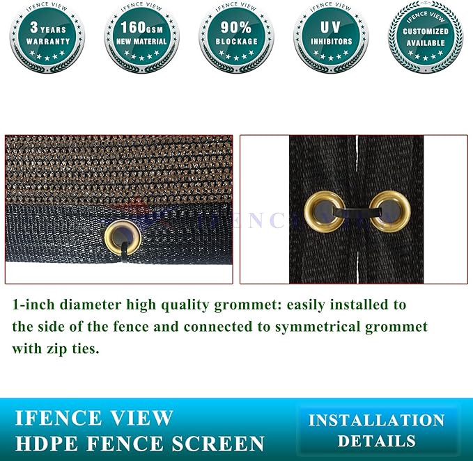 Ifence ViewIfenceview 6'x1' to 6'x100' Brown Shade Cloth Panels Fence Privacy - Image 4