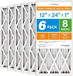 LotFancy 12x24x1 Air Filter MERV 8 6-Pack, Electrostatic Pleated Furnace & AC by LotFancy