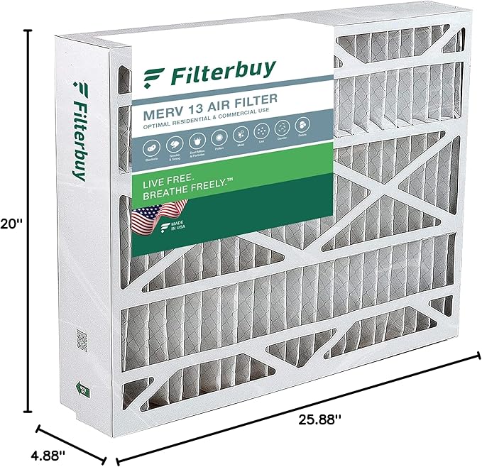 Filterbuy 20x26x5 Air Filter MERV 13 Optimal Smoke & Allergy Defense, Pleated - Image 10