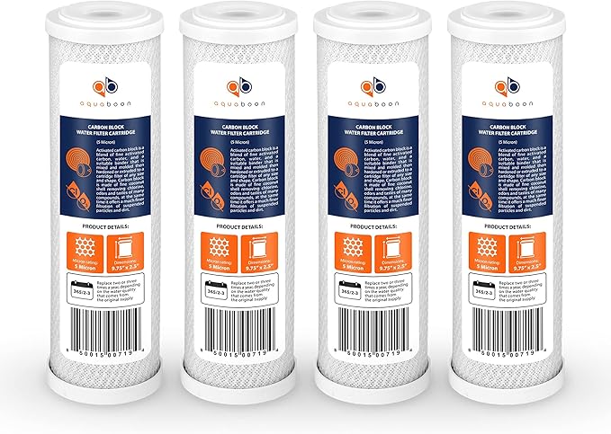 Aquaboon 5 Micron 10 x 2.5 Carbon Block Water Filter Cartridge CTO Whole House by Aquaboon