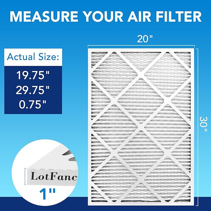 LotFancy 20x30x1 Air Filter MERV 13 6-Pack, Electrostatic Pleated HVAC Furnace - Image 2